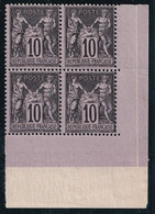 France N°103 - Bloc De 4 Coin De Feuille - Neuf ** Sans Charnière - TB - 1898-1900 Sage (Type III)