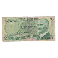 Billet, Turquie, 10 Lira, KM:186, TB - Turquie