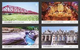 2022 Taiwan Scenery Stamps - Yunlin Bridge Temple Canyon Mineral Architecture - Bouddhisme