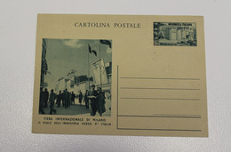 1952 TRIESTE Cartolina Postale L.20 AMG FTT FIERA MILANO+foto FIERA MILANO VIALE INDUSTRIA+nuovo-PP794 - Marcofilía