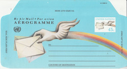 NATIONS UNIES AEROGRAMME 45 CENTS NEUF 1992 - Storia Postale