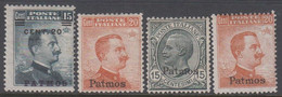 1916/22. Viktor Emanuel III. CENT. 20/15 C. + 15 C. + 20 C. With And Without Watermark... (Michel 10-13 VIII) - JF141018 - Egeo