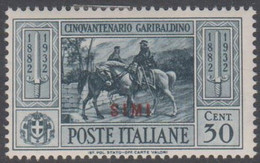 1932. Garibaldi. 30 C. Overprinted SIMI.  (Michel 91 XII) - JF141026 - Egeo