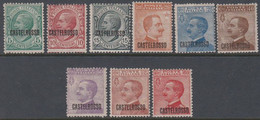 1922. Viktor Emanuel III. 5, 10, 15, 20, 25, 40, 50, 60, 85 Centesimi. Overprint CASTELROSSO.... (Michel 1-9) - JF141000 - Aegean