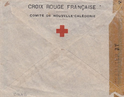 LETTRE. 20 10 43. CROIX ROUGE NOUVELLE CALEDONIE. NOUMEA POUR GENEVE. BANDE ET CACHET CENSURE           /  2 - Cartas & Documentos