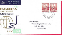 AUSTRALIA - FIRST FLIGHT TEALECTRA FROM SYDNEY TO AUCKLAND * 1.DE.59* ON OFFICIAL ENVELOPE - Premiers Vols