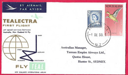 AUSTRALIA - FIRST FLIGHT TEALECTRA FROM AUCKLAND TO SIDNEY * 1.DE.59* ON OFFICIAL ENVELOPE - Primeros Vuelos