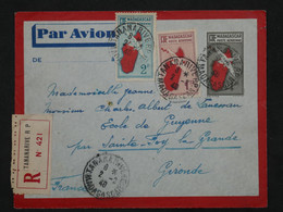 BL1  MADAGASCAR  BELLE LETTRE RECOM.  1940 PAR AVION TANANARIVE A STE FOIX  FRANCE +AFFRANCH. INTERESSANT++ - Covers & Documents