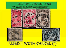 1923/1931 BUTA BELGIAN CONGO / CONGO BELGE CANCEL STUDY [H] WITH COB 114+141+171+176+177 (x 5 STAMPS) TYPE 05E1- + 7A1- - Errors & Oddities