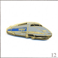 Pin's Transport - Train / SNCF - TGV Atlantique Gris - Version Dorée. Est. Brunoy Rail-Arc En Ciel. Zamac. T909-12 - TGV