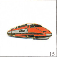 Pin's Transport - Train / SNCF - TGV Lyon Orange. Estampillé Ballard. Zamac. T909-15 - TGV