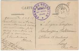 C SM Belge Càd GARENNES/1917 + Cachet FERME DE GRENELLE/Garennes Par Bueil Pour Livry - Zona No Ocupada