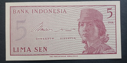 BANKNOTE INDONESIA  5 LIMA SEN 1964 SERIE APE UNCIRCULATED - Indonésie