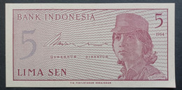 BANKNOTE INDONESIA  5 LIMA SEN 1964 SERIE AOA UNCIRCULATED - Indonésie