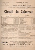 Gabarret (40 ) Horaire  Tarifs Et Service POSTE AUTOMOBILE RURALE (nombreuses Pubs Locales)  (M4884) - Europa