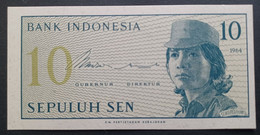 BANKNOTE INDONESIA 10 SEPULUH SEN 1964 SERIE CTW UNCIRCULATED - Indonésie