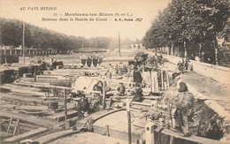 Montceau Les Mines * Bateaux Dans Le Bassin Du Canal * Péniche Batellerie * Cachet Au Dos L'énergie Industrielle - Montceau Les Mines