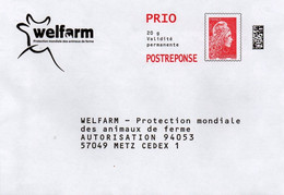 PAP -  Pret A Poster Reponse PRIO  -  Welfarm Protection Mondiale Des Animaux De Ferme - 339124 - Prêts-à-poster:reply
