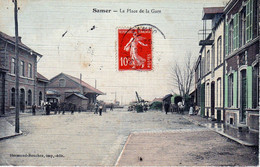 SAMER LA PLACE DE LA GARE ,BELLE CARTE COULEUR ANIMEE  REF VEZ 78325 - Samer