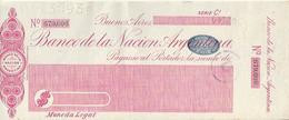 ARGENTINA  CHECK CHEQUE BANCO DE LA NACION 1923 REVENUE LARGE - Chèques & Chèques De Voyage