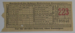 Brünn / Brno - Fahrschein Gesellschaft Der Brünner Elektrischen Straßenbahnen 12 Heller Für 2 Zonen - Europe