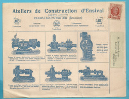 192 (Preo VERVIERS) Op DRUKWERK (Imprime) "Ateliers De Construction D'Ensival " HODISTER-PEPINSTER - 1922-1927 Houyoux