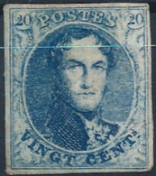 [** SUP] N° 7A, 20c Bleu, Belles Marges Régulières. Neuf Pleine Gomme Originale Sans Trace - Certificat Photo. Rare Et S - 1851-1857 Medaillen (6/8)