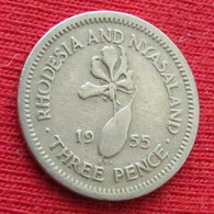 Rhodesia & Nyasaland 3 Three Pence 1955 Rodesia Rhodesie #2 Wºº - Rhodésie