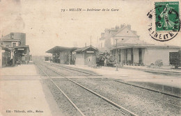 CPA Melun - Interieur De La Gare - Locomotive En Gare - Thibault Edit - Chemin De Fer - Melun