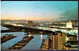 Evening Lights, Honolulu With Wai Yacht Harbour - Posted 1980? To Australia With Stamp - Honolulu