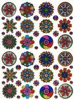 Blumen Bunt Aufkleber Metallic Look / Flower Sticker 1 Sheet - Scrapbooking