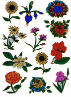 Wiesenblumen Aufkleber Metallic Look / Flower Sticker 1 Sheet - Scrapbooking