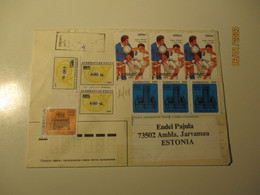 Delcampe - 2000 AZERBAIJAN AIR MAIL REGISTERED COVER TO ESTONIA , ITALY RUSSIA SOCCER 1996 STAMPS , 3-25 - Aserbaidschan