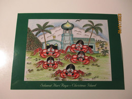 CHRISTMAS ISLAND 2001 AIR MAIL TO ESTONIA , POSTCARD SIGNED ARTIST WARD , CRAB BIRD MOSQUE  , 3-25 - Christmaseiland