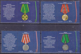 Russia 2022 State Awards Of The Russian Federation. Medals Series Stamps 4v With Tabs MNH - Ungebraucht