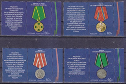 Russia 2022 State Awards Of The Russian Federation. Medals Series Stamps 4v With Tabs MNH - Nuevos