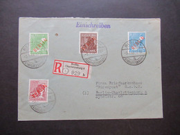 Berlin 1949 Rotaufdruck MiF Mit 4 Marken U.A. Nr.25 Einschreiben Ortsbrief Berlin Charlottenburg 4 Briefmarkenhaus Bären - Brieven En Documenten