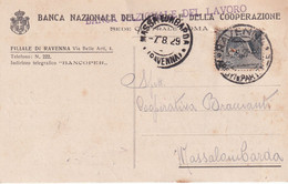 Cartolina Banca Nazionale Del Lavoro E Della Cooperazione - Filiale Ravenna  - Viaggiata Per Massalombarda Nel 1929 - Banques