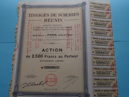 TISSAGES De SOIERIES Réunis Paris 1951 ( Voir / See SCANS ) Numéro 152382 > Action De 2.500 Fr. ! - Tessili