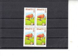 BRASILE  1973 - Yvert  1084**   X 4 (MNH) - Uccelli - Cuco, Cuclillos