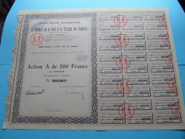 S.A. FRANCO-BULGARE La Filature De La Soie Et Le Tissage Des Soieries ( Voir SCANS ) Numéro 003987 > Action De 500 Fr. ! - Tessili