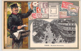 CPA PARIS -  Facteur Et Timbre - Paris BOULEVARD MONTMARTRE - 14894 14877 - Briefmarken (Abbildungen)