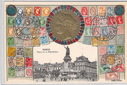 CPA PARIS - Timbre Souvenir De La France - Paris Place De La République - 14907 13882 - Francobolli (rappresentazioni)