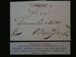 BL3 SUISSE BELLE LETTRE RR 1831 LANGENTHAL A  BURDORF  +  +AFFRANCH. INTERESSANT++ - ...-1845 Voorlopers