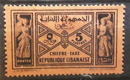 GRAND LIBAN TAXE 1931,  Yvert No 33, 5 Piastres Noir Sur Rouge Orange Neuf * MH TB - Impuestos