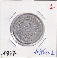 France 2 Francs 1947 Km#886a.1 - 2 Francs