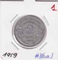 France 2 Francs 1959 Km#886a.1 - 2 Francs