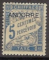 Andorra Francesa Tasas  1 * Charnela. 1931 - Neufs