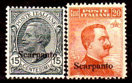 Egeo-OS-344- Scarpanto: Original Stamps And Overprint 1921-22 (++) MNH - Quality In Your Opinion. - Ägäis (Scarpanto)