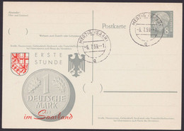 P 30, Zudruck "DM Im Saarland", Pass. Stempel "Merzig" - Postkarten - Gebraucht